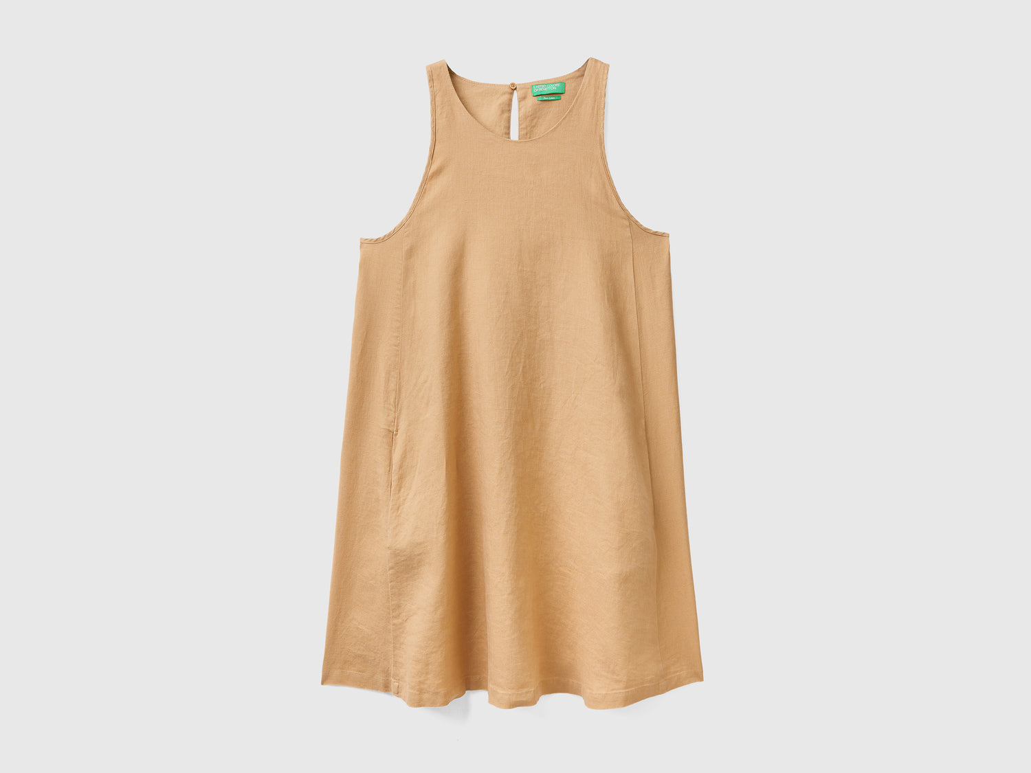 Vestito smanicato in puro lino da donna beige | Benetton Outlet