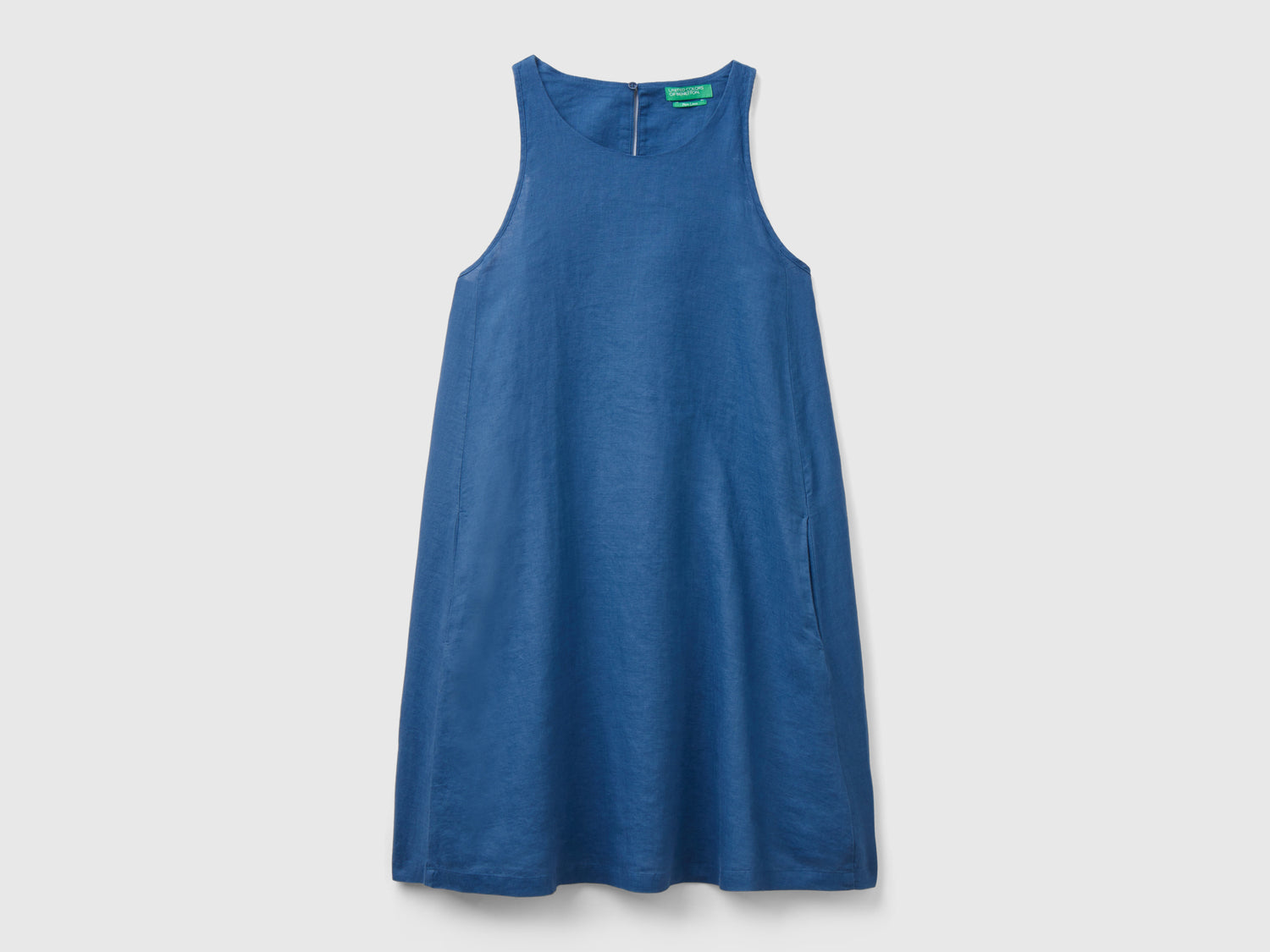Vestito smanicato in puro lino da donna avio | Benetton Outlet