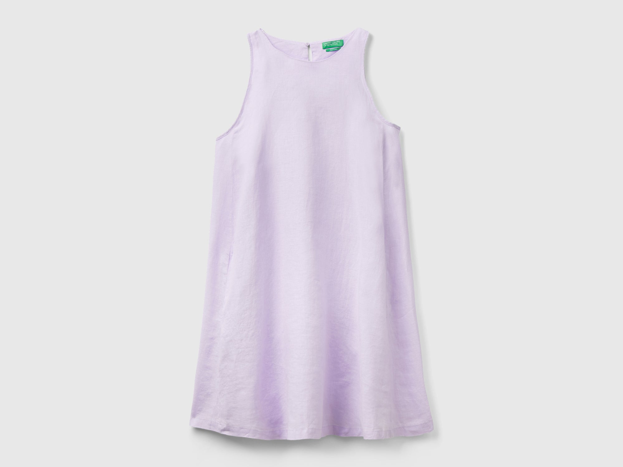 Vestito smanicato in puro lino da donna lilla Benetton Outlet