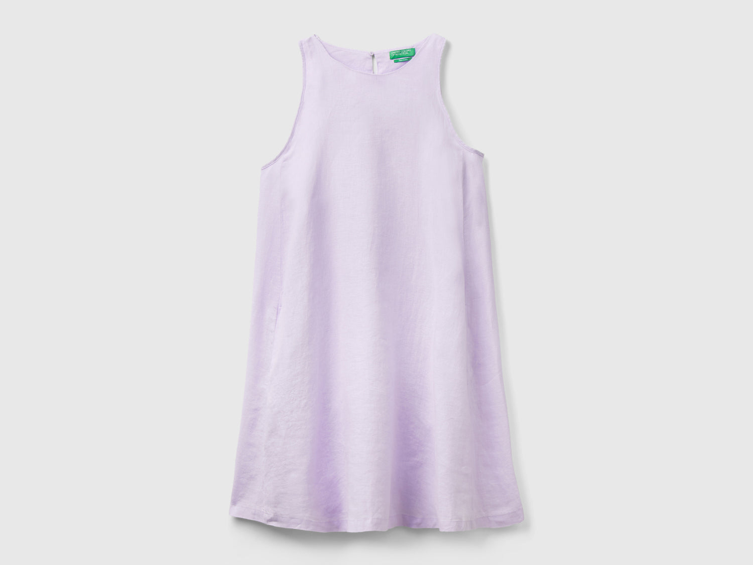 Vestito smanicato in puro lino da donna lilla | Benetton Outlet