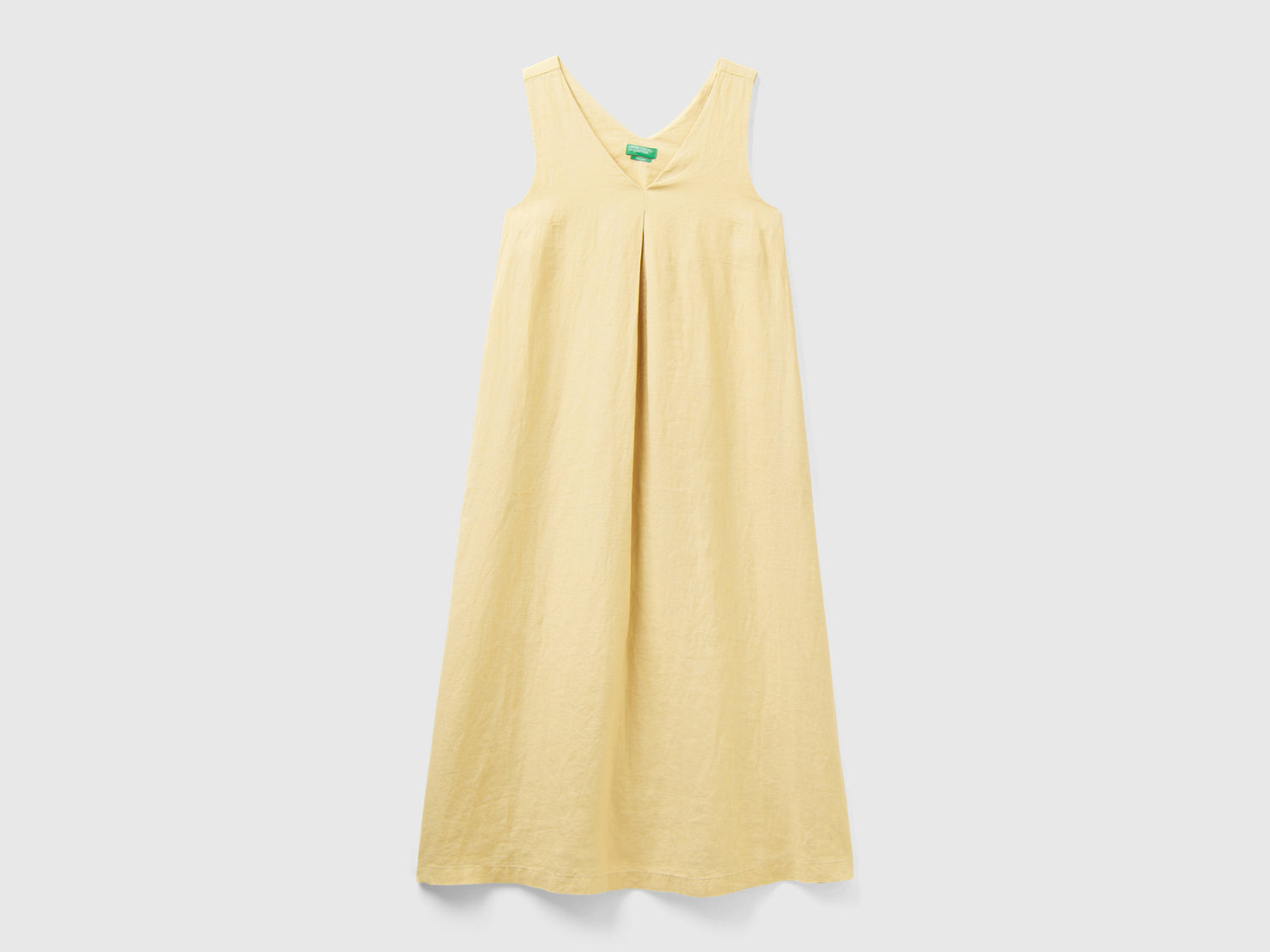 Vestito smanicato in puro lino da donna giallo | Benetton Outlet