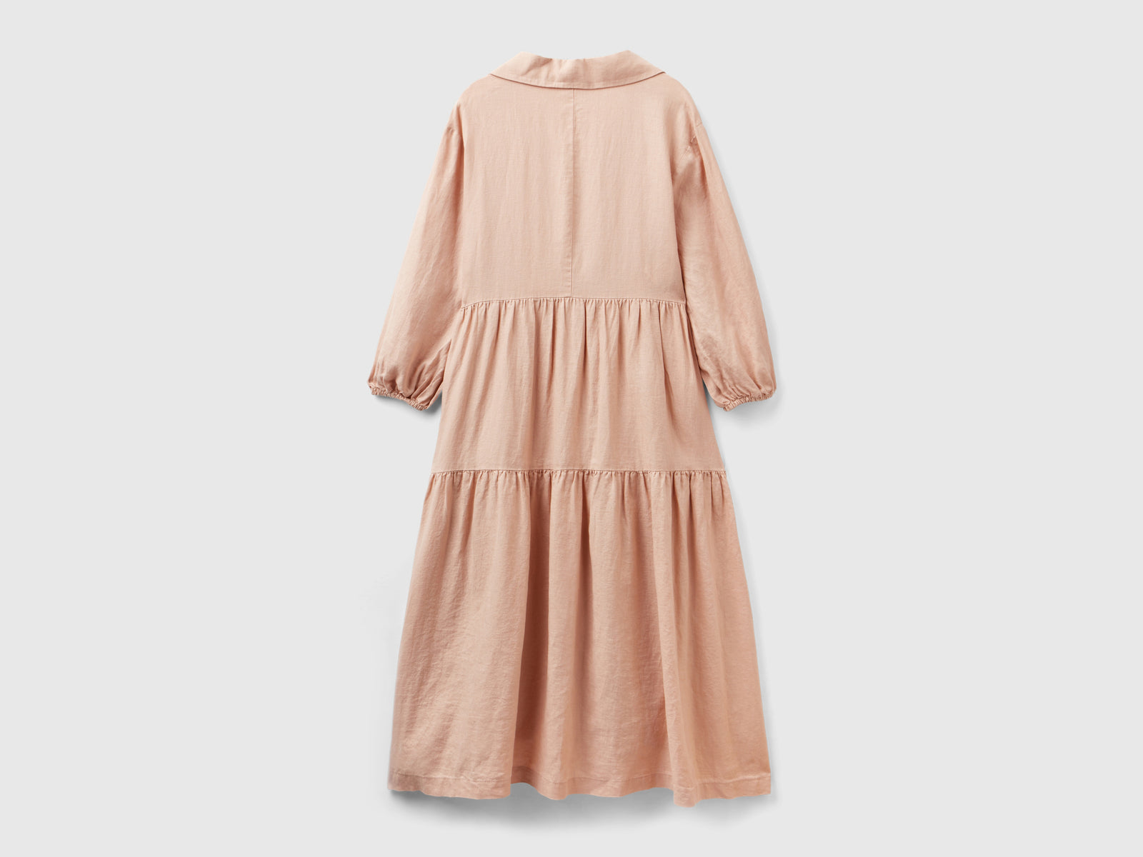Abito con balze in puro lino da donna rosa tenue 2 | Benetton Outlet