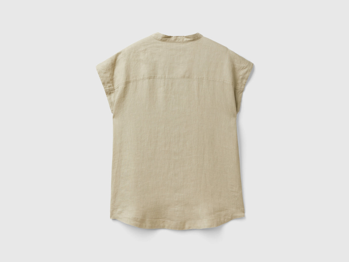 Camicia alla coreana in puro lino