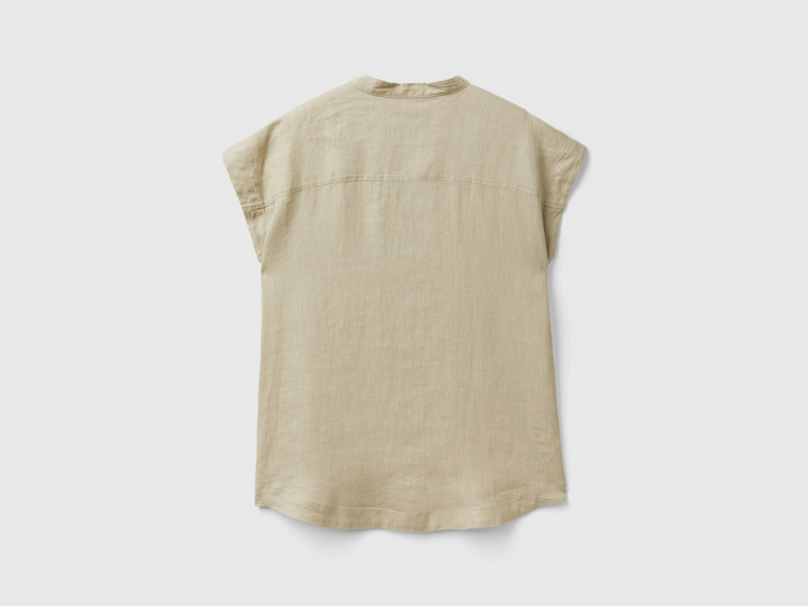 Camicia alla coreana in puro lino da donna beige 2 | Benetton Outlet