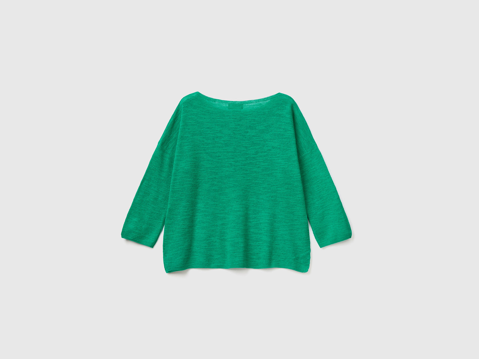 Maglioncino lavorato boxy fit in misto cotone e lino da donna verde 2 | Benetton Outlet
