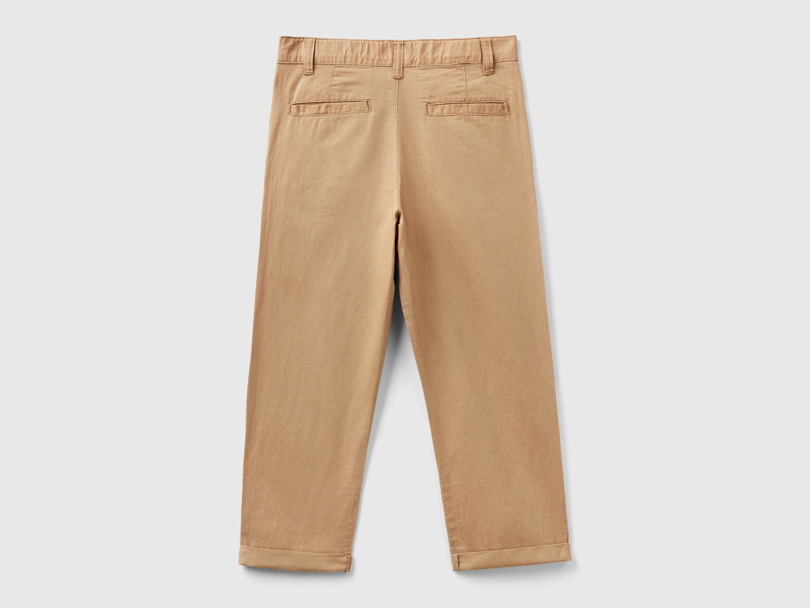Pantaloni relaxed fit in misto lino da bambino cammello 2 | Benetton Outlet