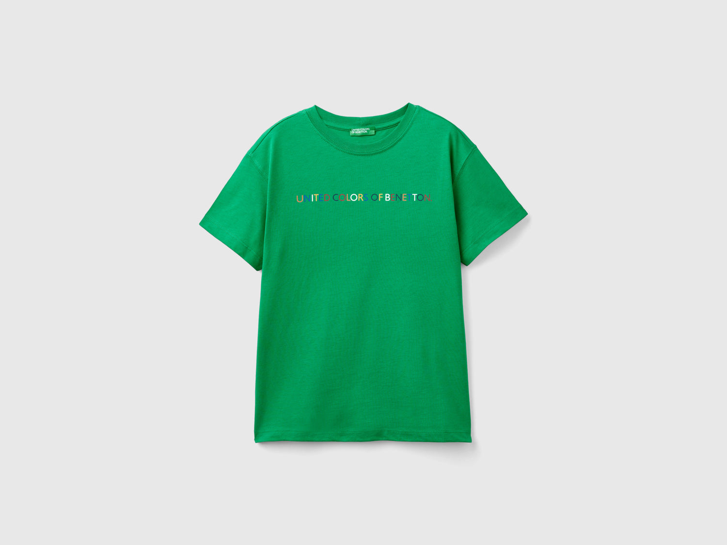 T-shirt manica corta 100% cotone bio da bambino verde | Benetton Outlet