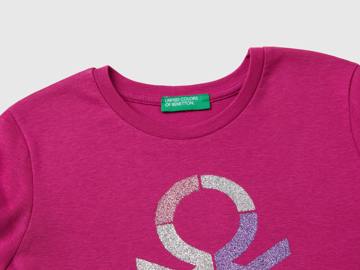 T-shirt manica lunga con stampa glitter