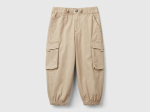 Pantaloni parachute in cotone stretch