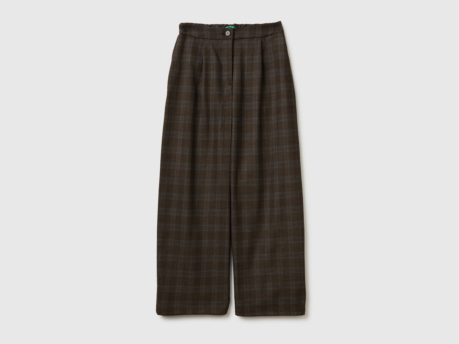 Pantaloni a quadri in misto viscosa da donna marrone | Benetton Outlet