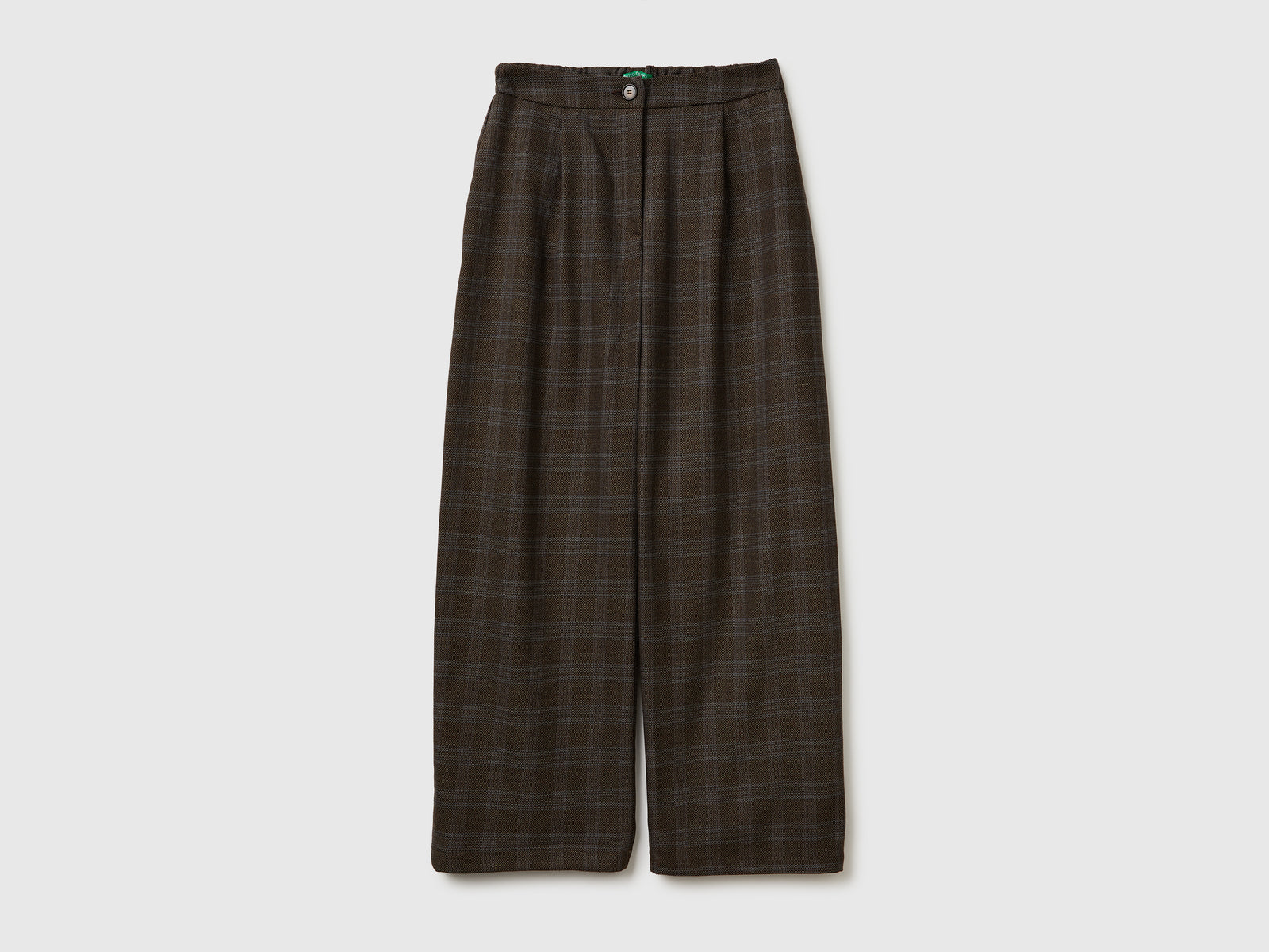 Pantaloni a quadri in misto viscosa da donna marrone | Benetton Outlet