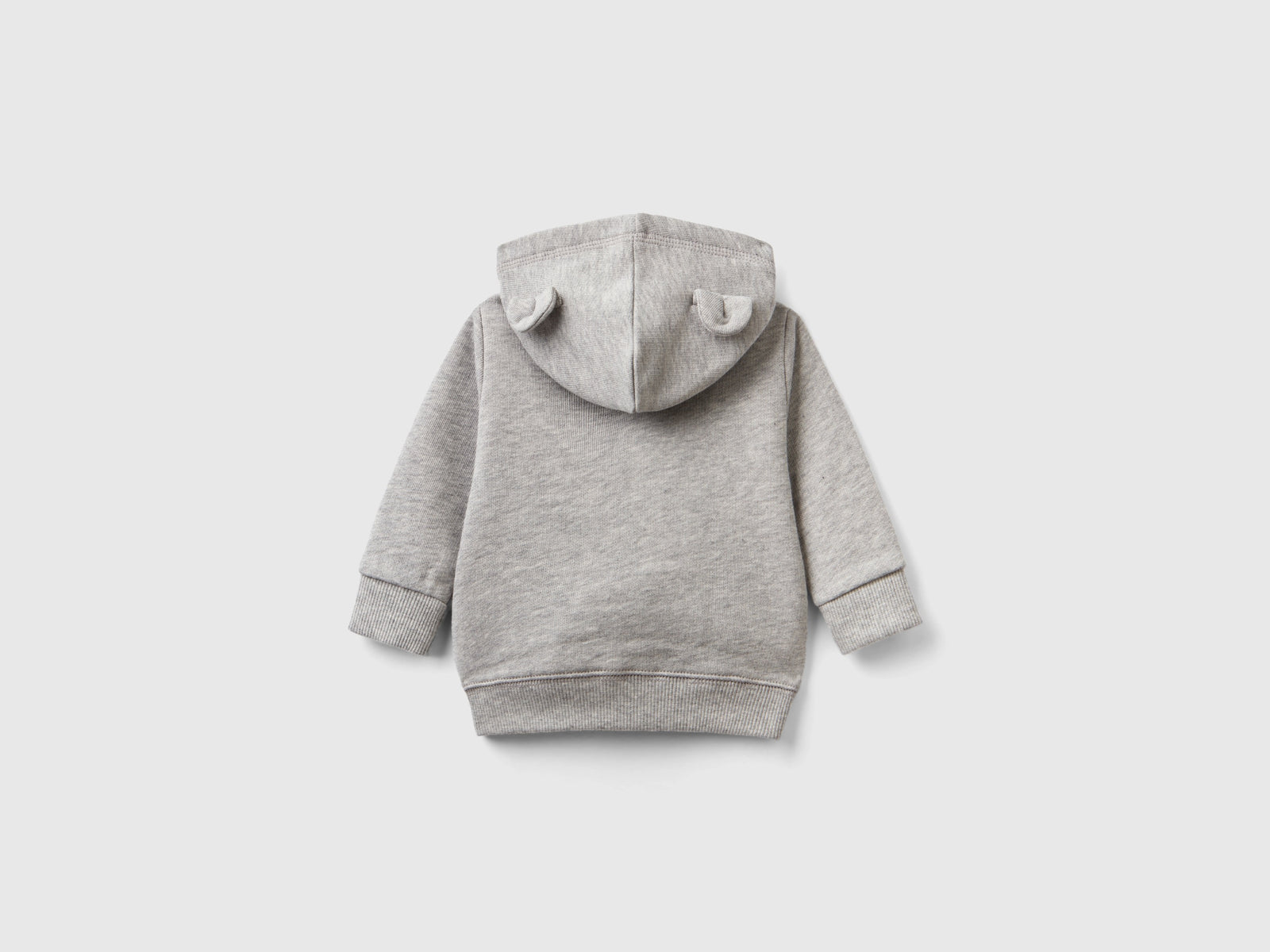 Felpa con cappuccio in cotone bio da neonato grigio chiaro 2 | Benetton Outlet