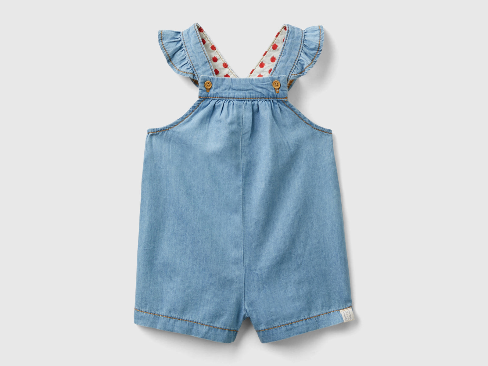 Salopette in chambray con alette da neonato azzurro | Benetton Outlet