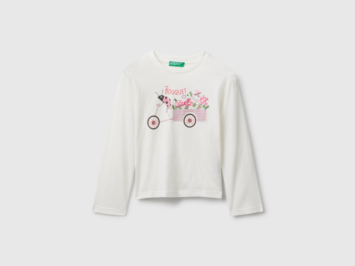 Maglietta in cotone con stampa glitter