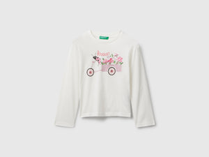 Maglietta in cotone con stampa glitter