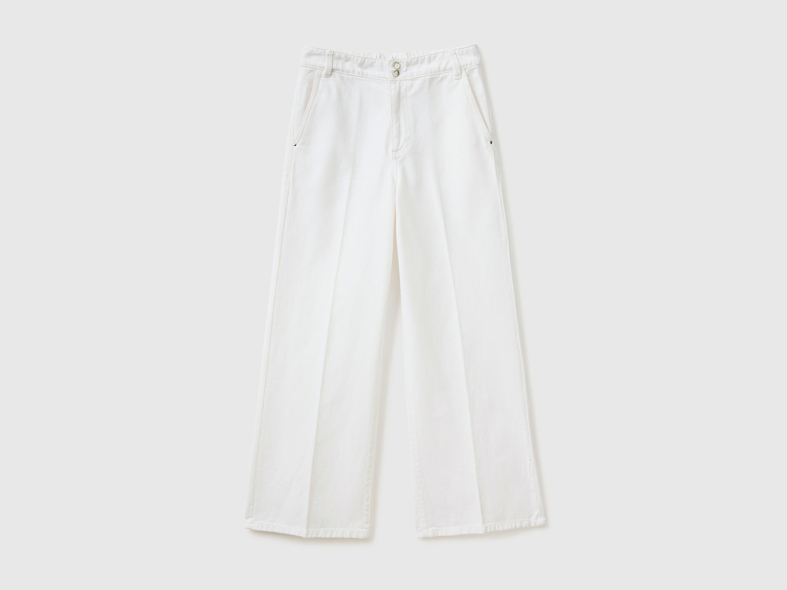 Pantaloni a vita alta con gamba ampia da donna bianco | Benetton Outlet