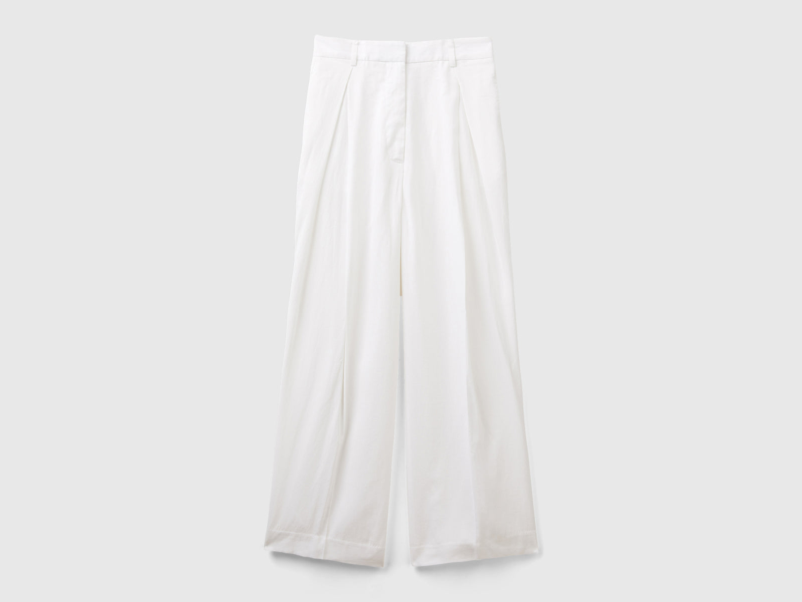 Pantaloni in misto viscosa sostenibile da donna bianco | Benetton Outlet