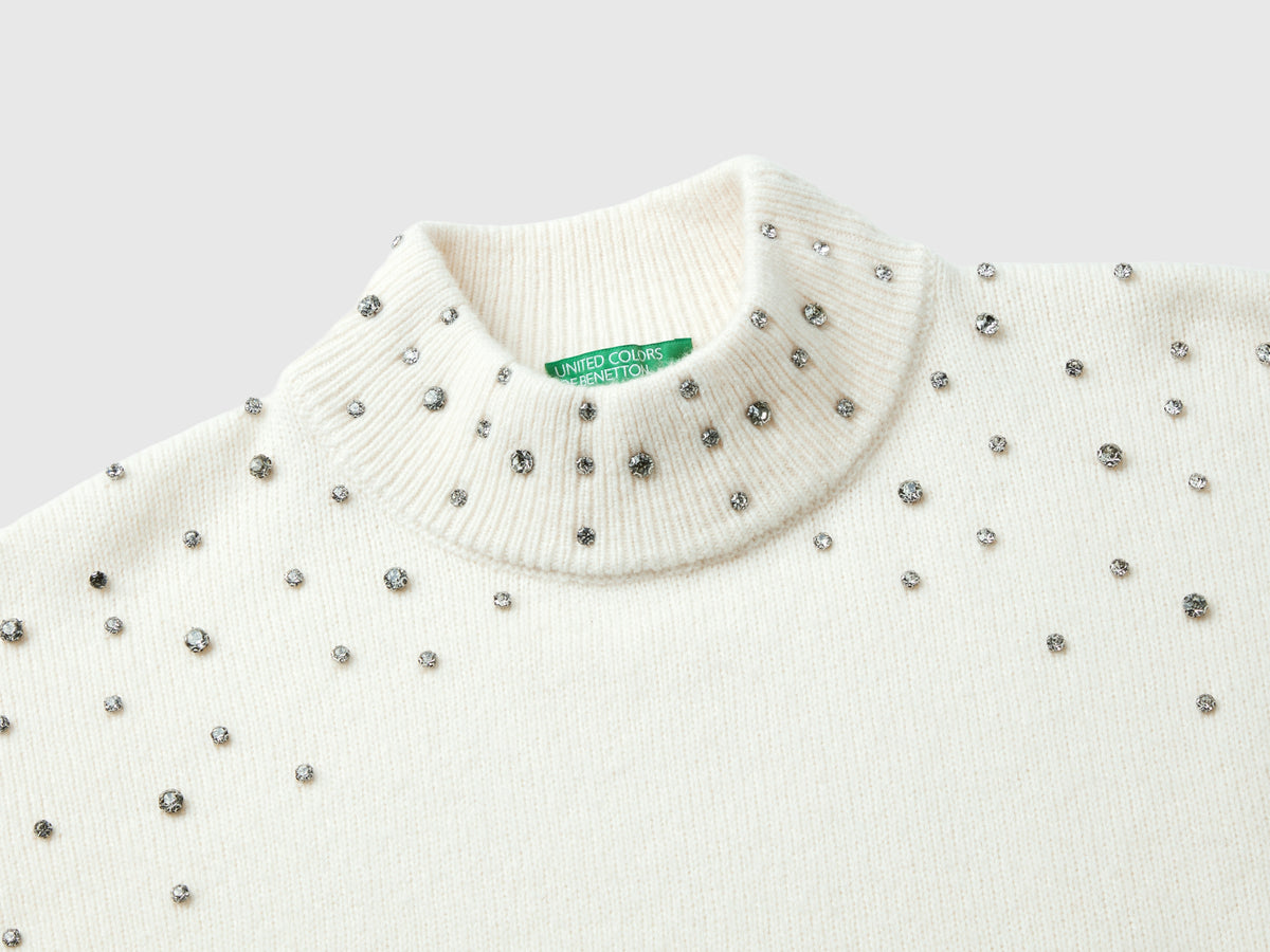 Rhinestone mock-neck top