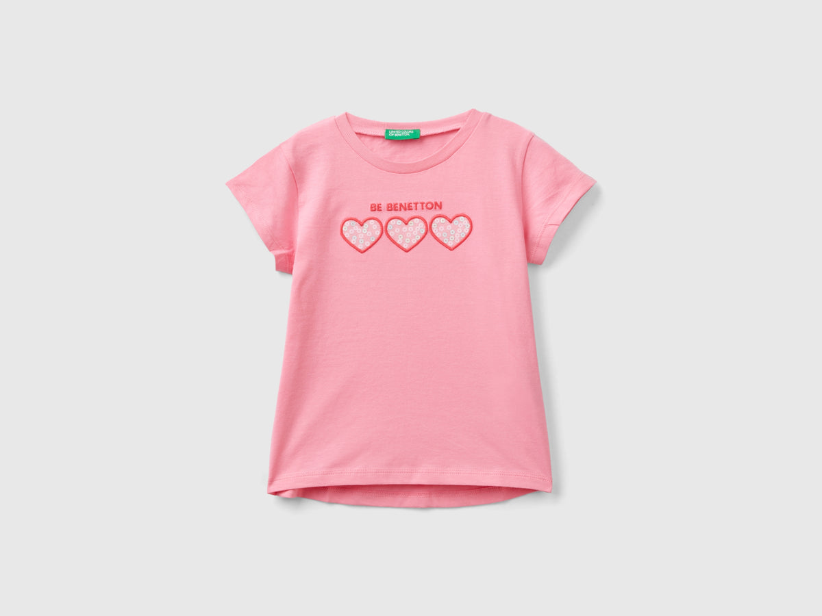 Maglietta con ricamo logo in cotone bio