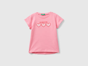 Maglietta con ricamo logo in cotone bio