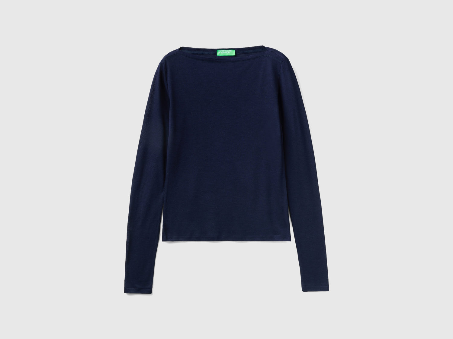 T-shirt con scollo a barchetta da donna blu scuro | Benetton Outlet