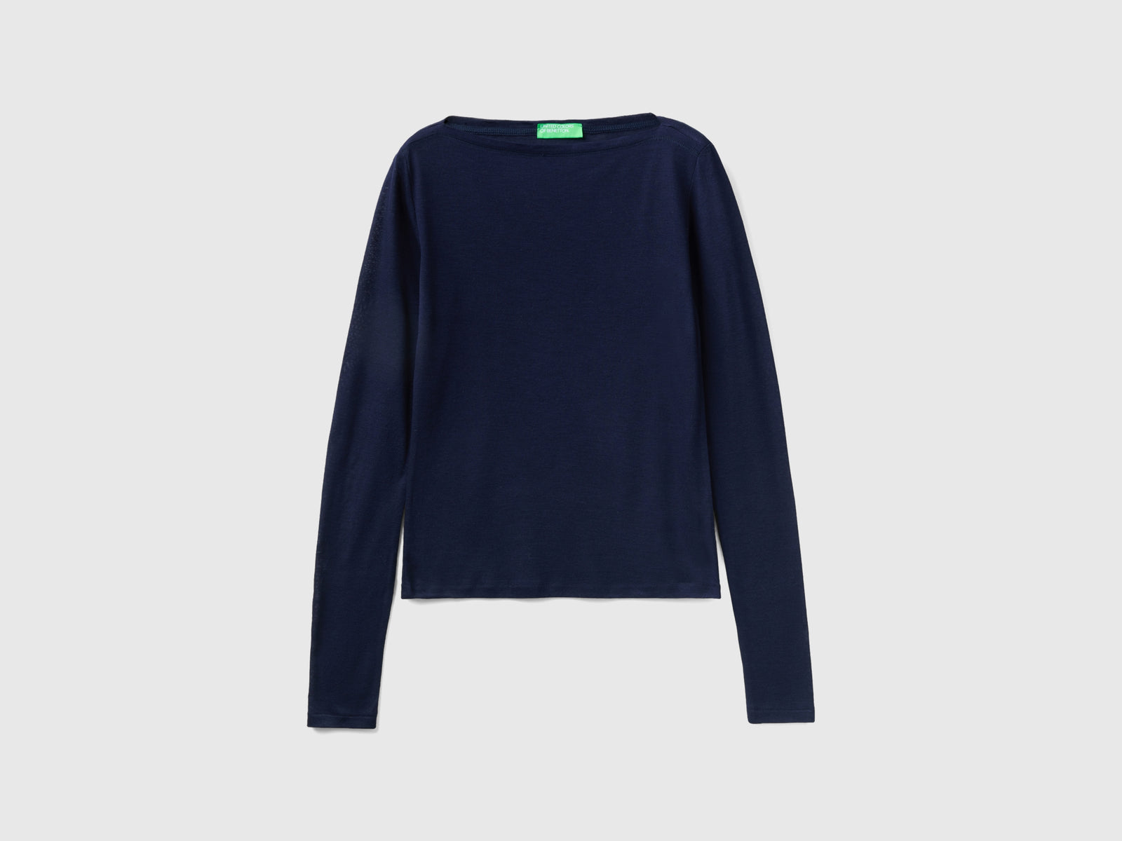 T-shirt con scollo a barchetta da donna blu scuro | Benetton Outlet