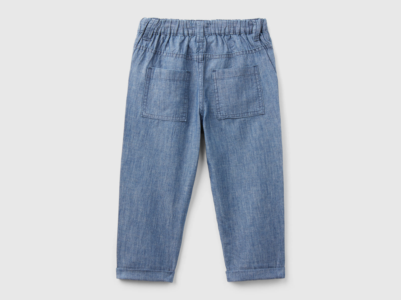Chino carrot fit in misto lino da bimbo blu 2 | Benetton Outlet
