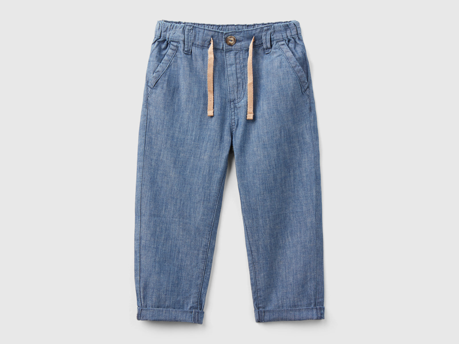 Chino carrot fit in misto lino da bimbo blu | Benetton Outlet