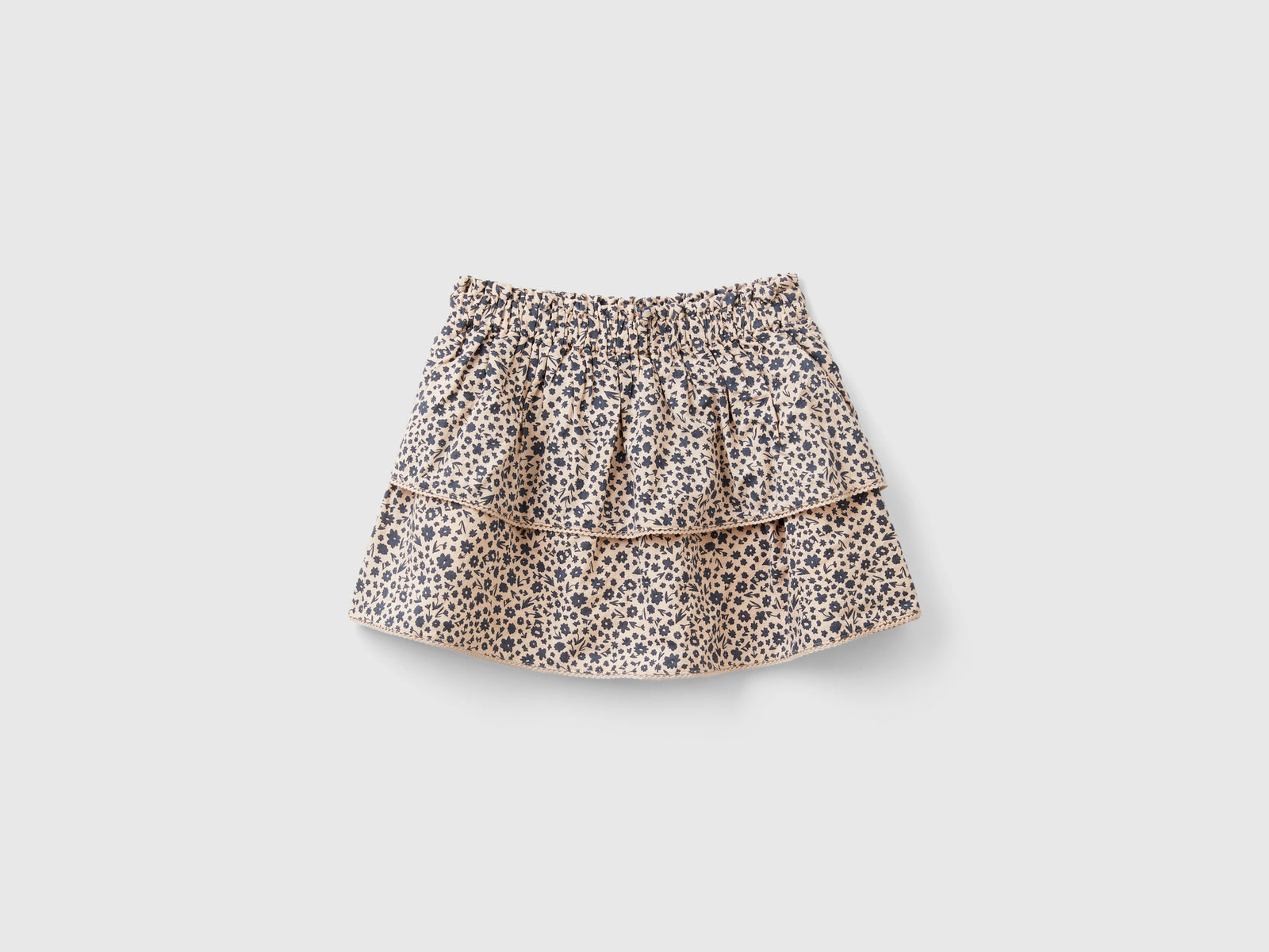 Gonna a balze con stampa fiori da bimba rosa tenue | Benetton Outlet