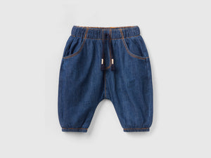 Pantaloni in chambray con orsetto