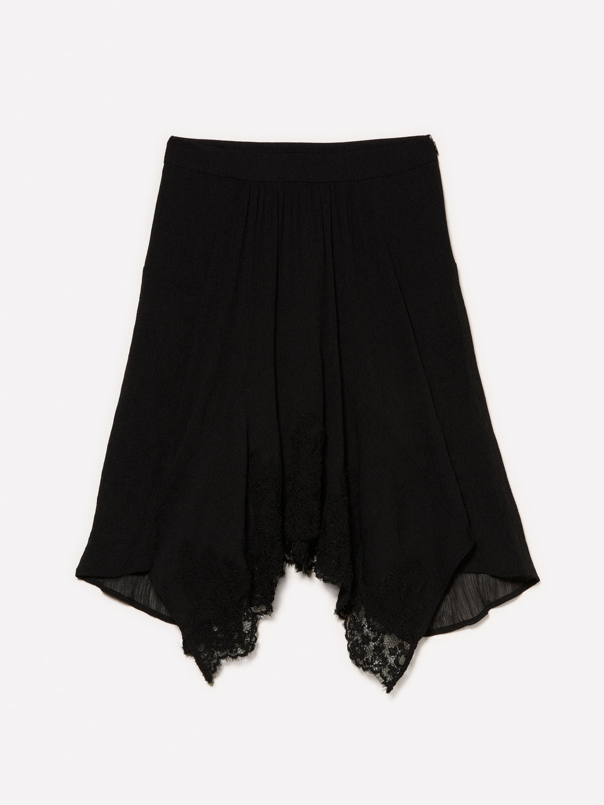 Gonna asimmetrica in pizzo e chiffon