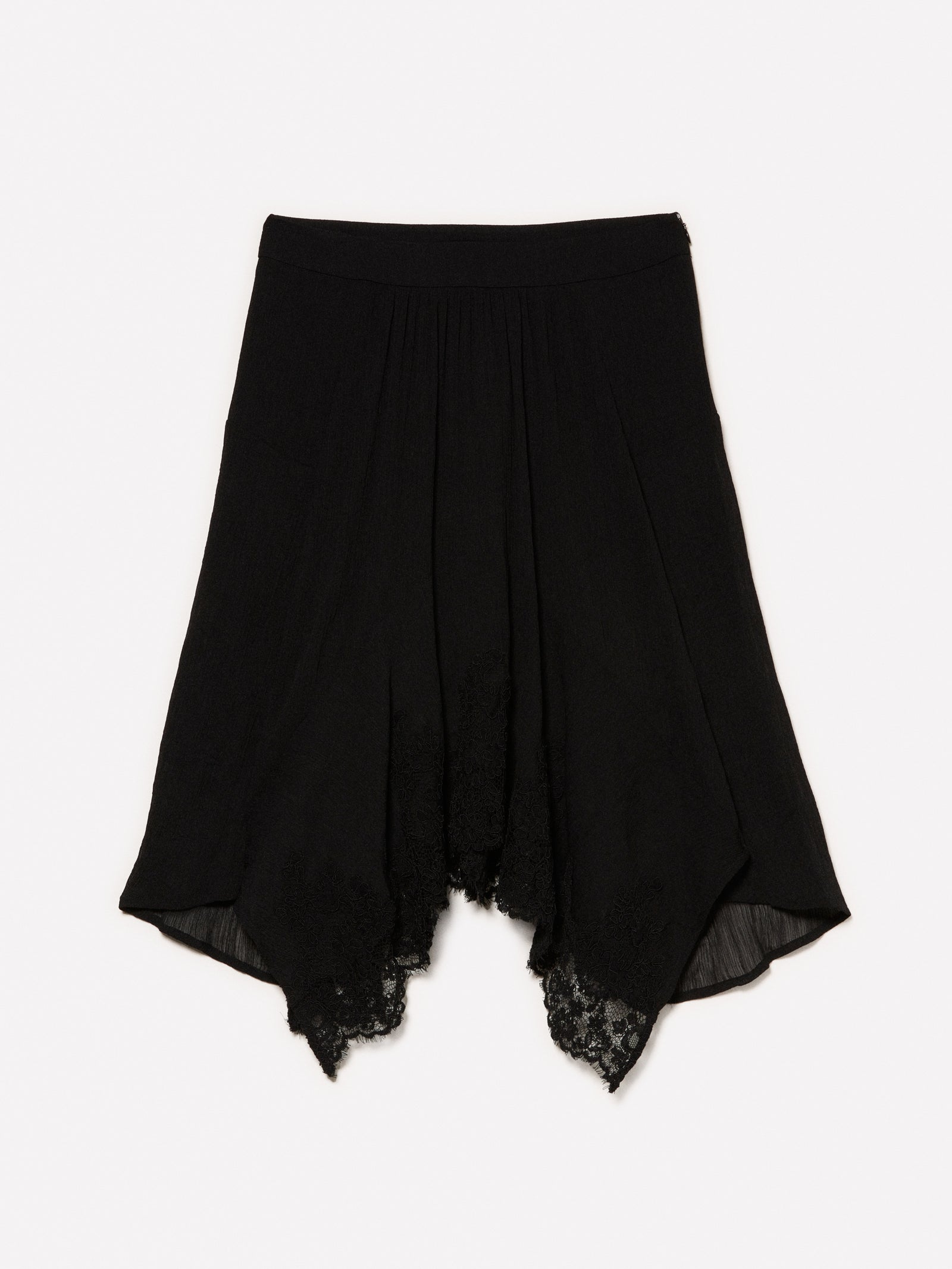 Gonna asimmetrica in pizzo e chiffon da donna nero | Sisley Outlet