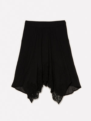 Gonna asimmetrica in pizzo e chiffon