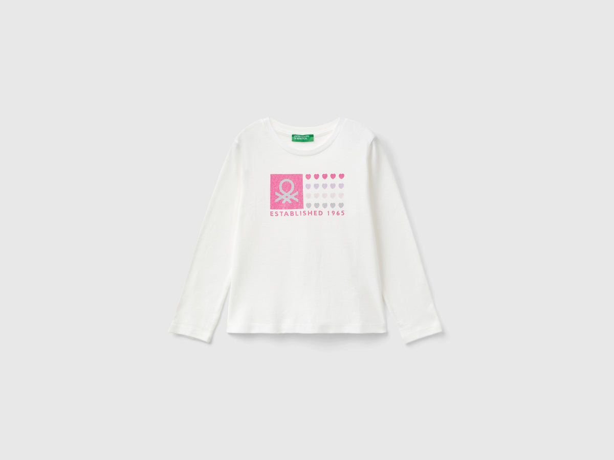 T-shirt con stampa glitter in cotone bio