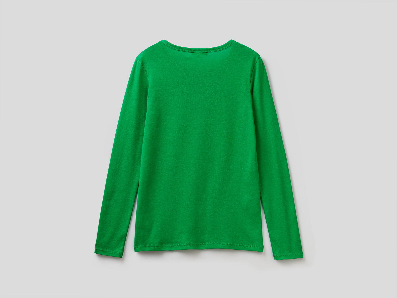 T-shirt a manica lunga in puro cotone da donna verde 2 | Benetton Outlet