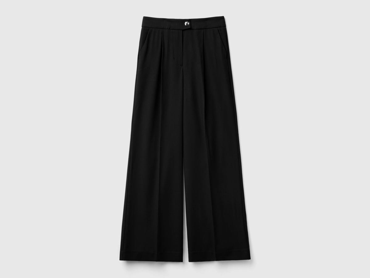 Pantaloni ampi in misto viscosa e lana