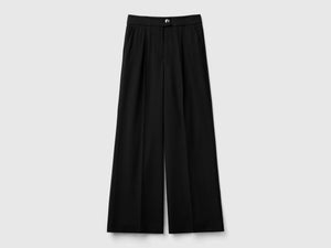 Pantaloni ampi in misto viscosa e lana