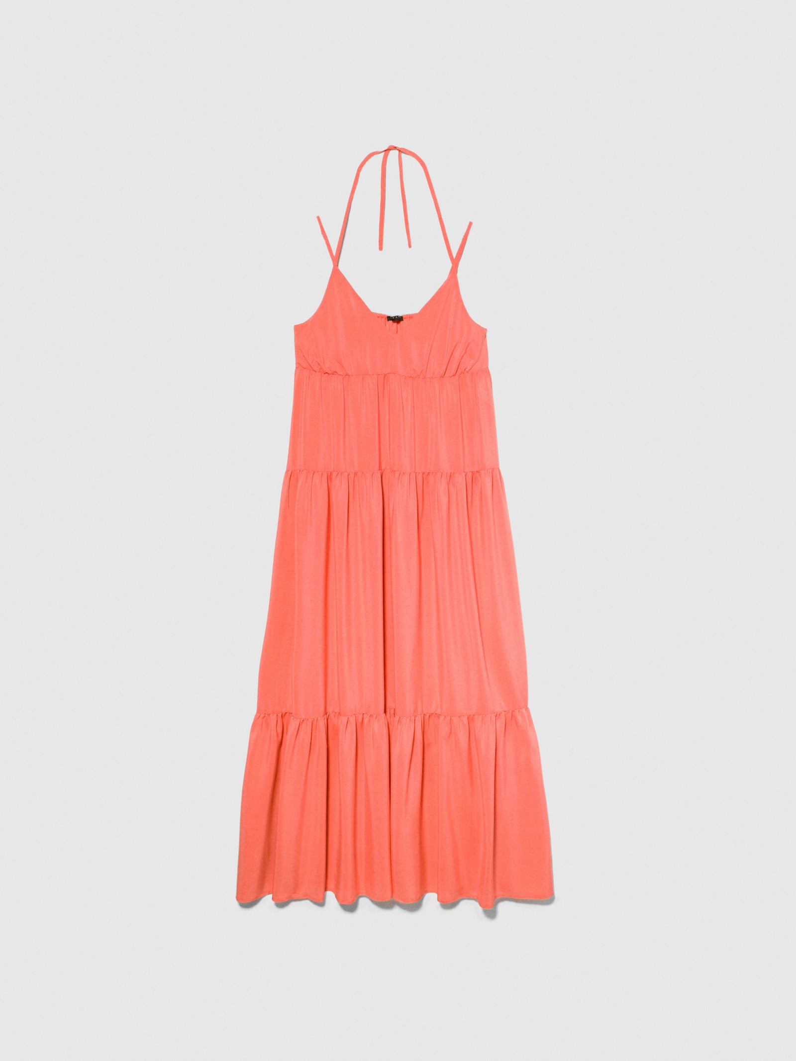 Vestito lungo con balze da donna corallo | Sisley Outlet