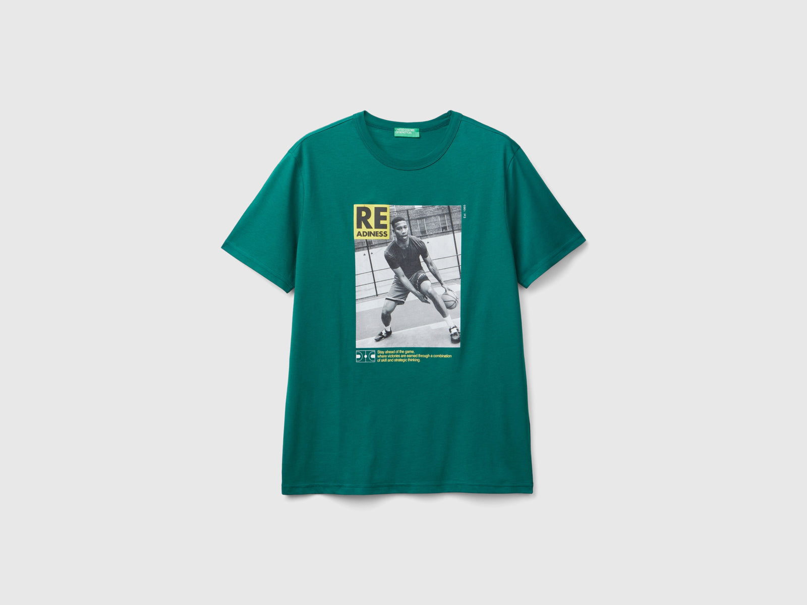 T-shirt regular fit in cotone bio da uomo verde scuro | Benetton Outlet