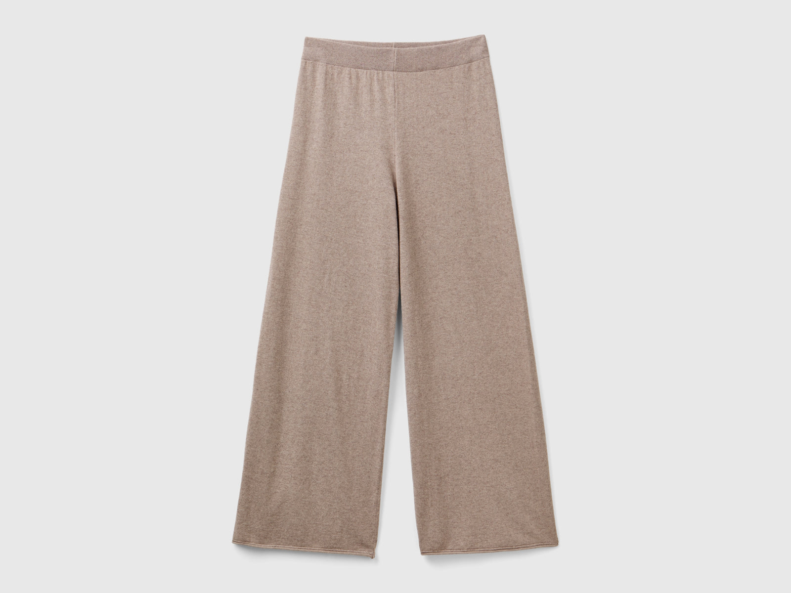 Pantaloni ampi mélange in misto lana e cashmere da donna marrone | Benetton Outlet