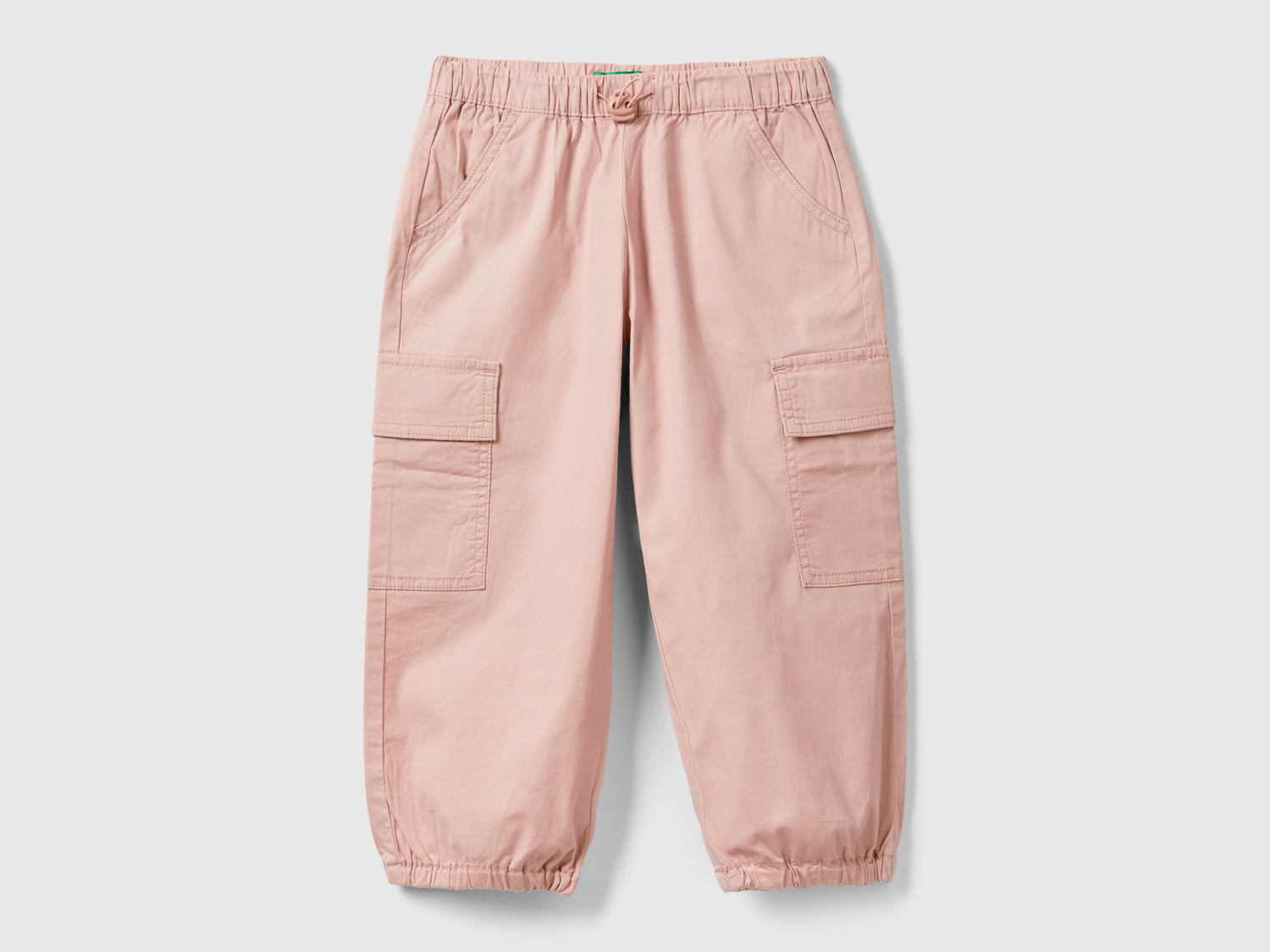 Pantaloni cargo in cotone stretch da bimba rosa tenue | Benetton Outlet