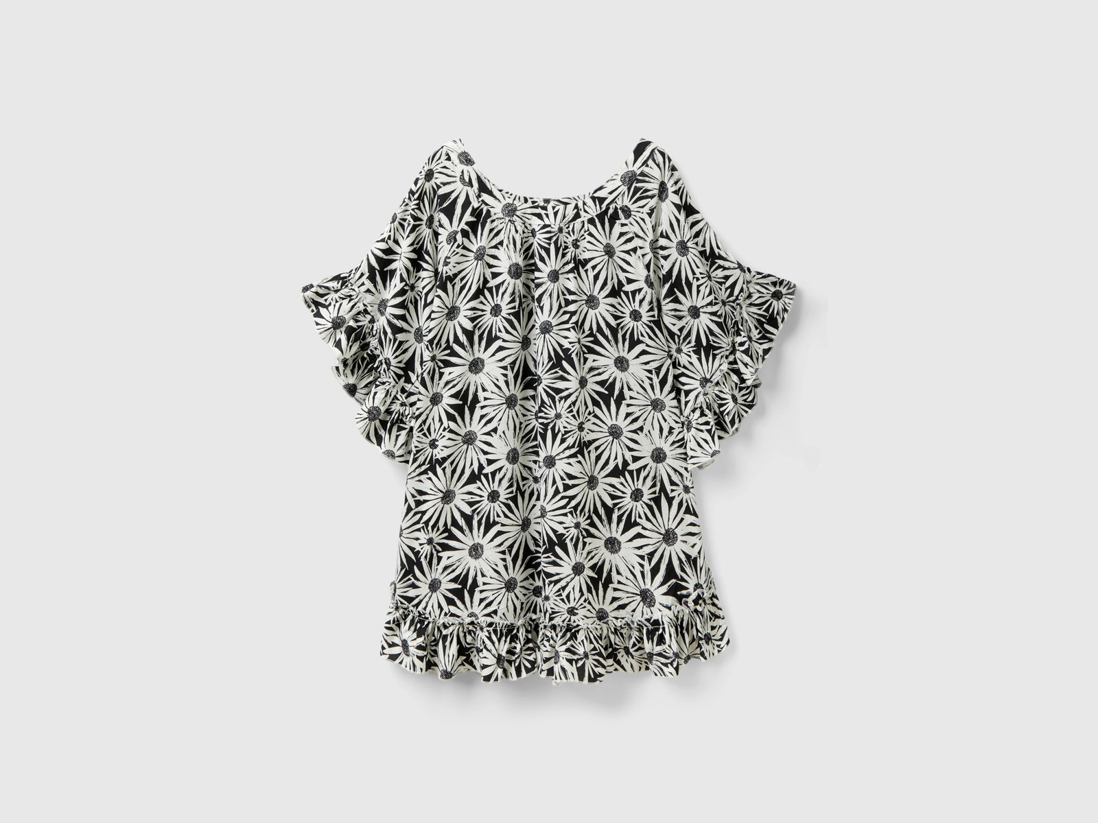 Kaftano con stampa floreale da donna nero | Benetton Outlet