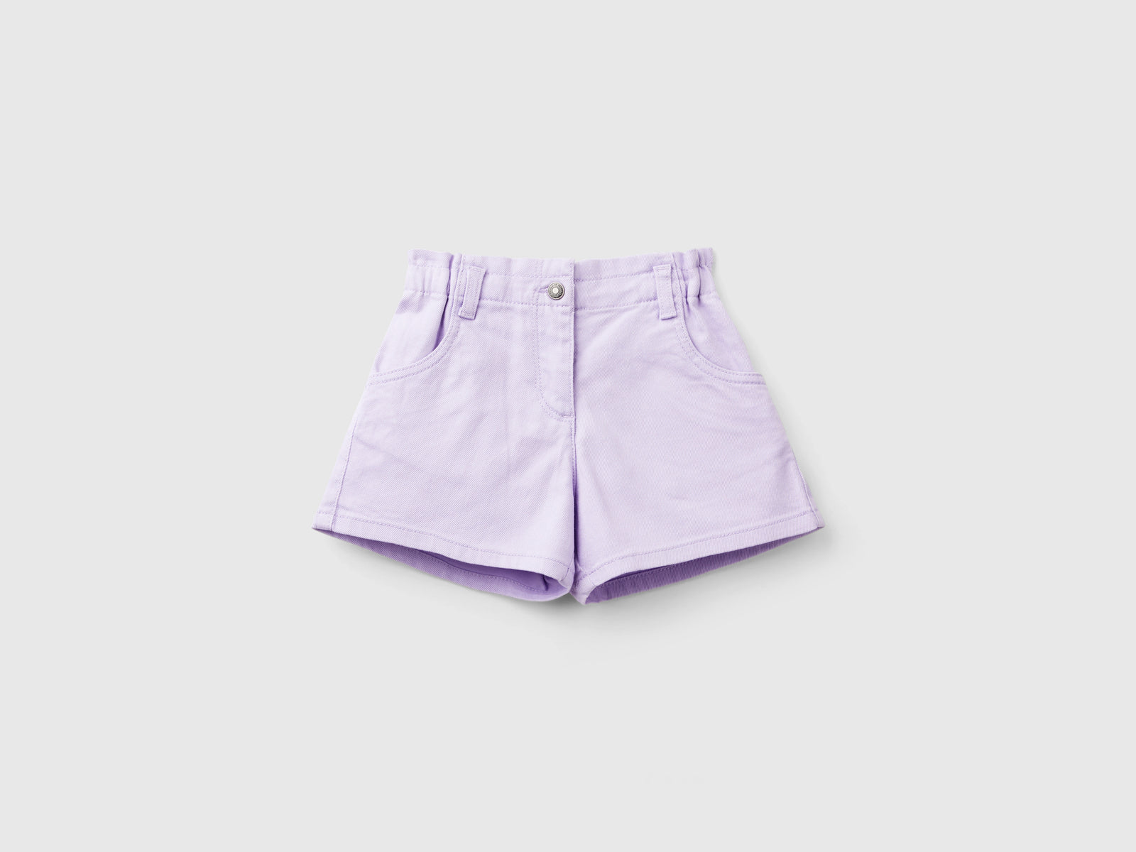 Shorts paperbag in cotone stretch da bimba lilla | Benetton Outlet