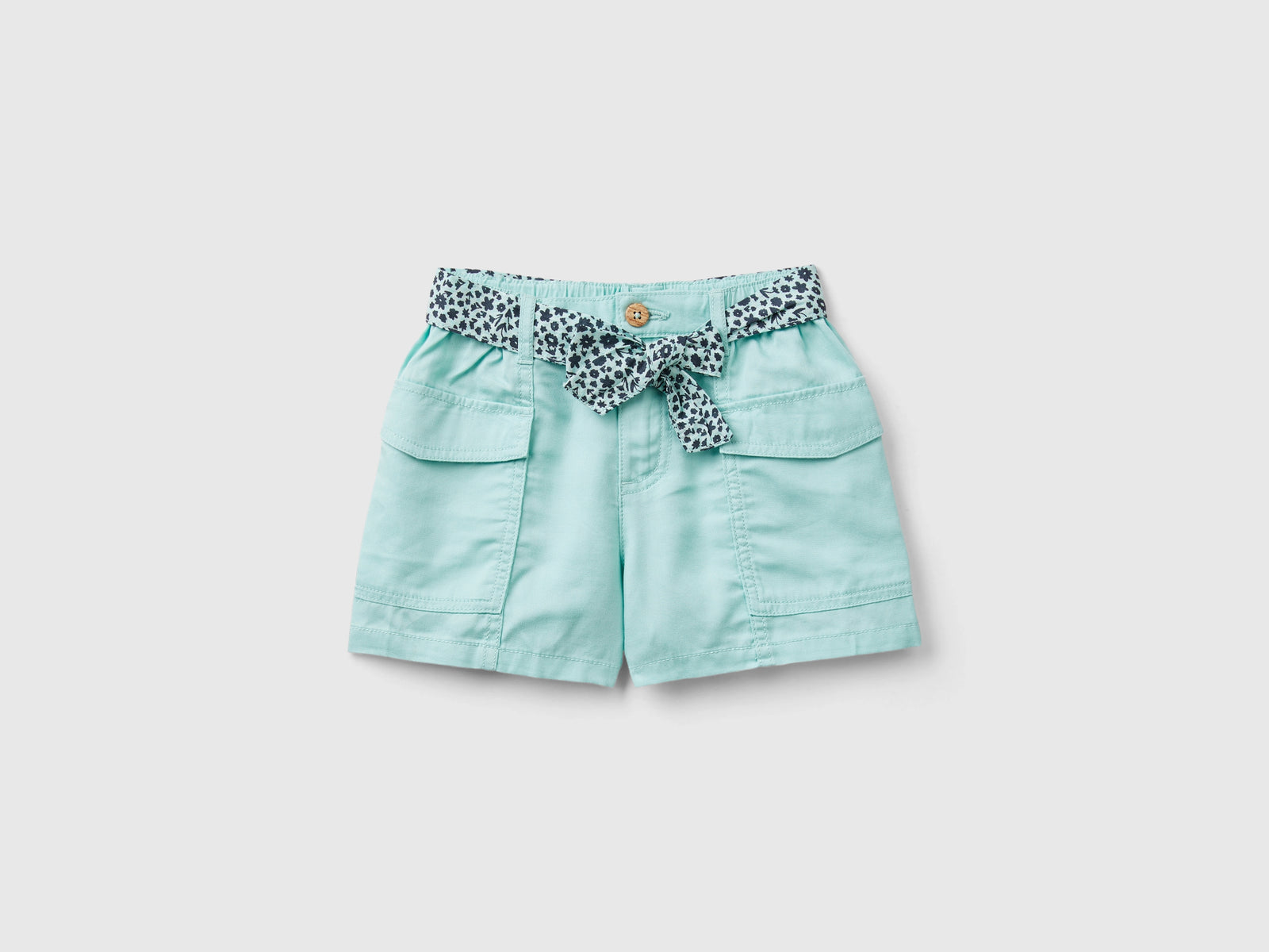 Bermuda fluidi con fusciacca da bimba verde acqua | Benetton Outlet