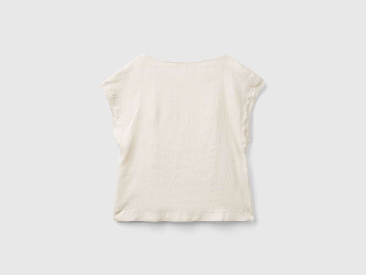 Blusa scollo quadrato in puro lino