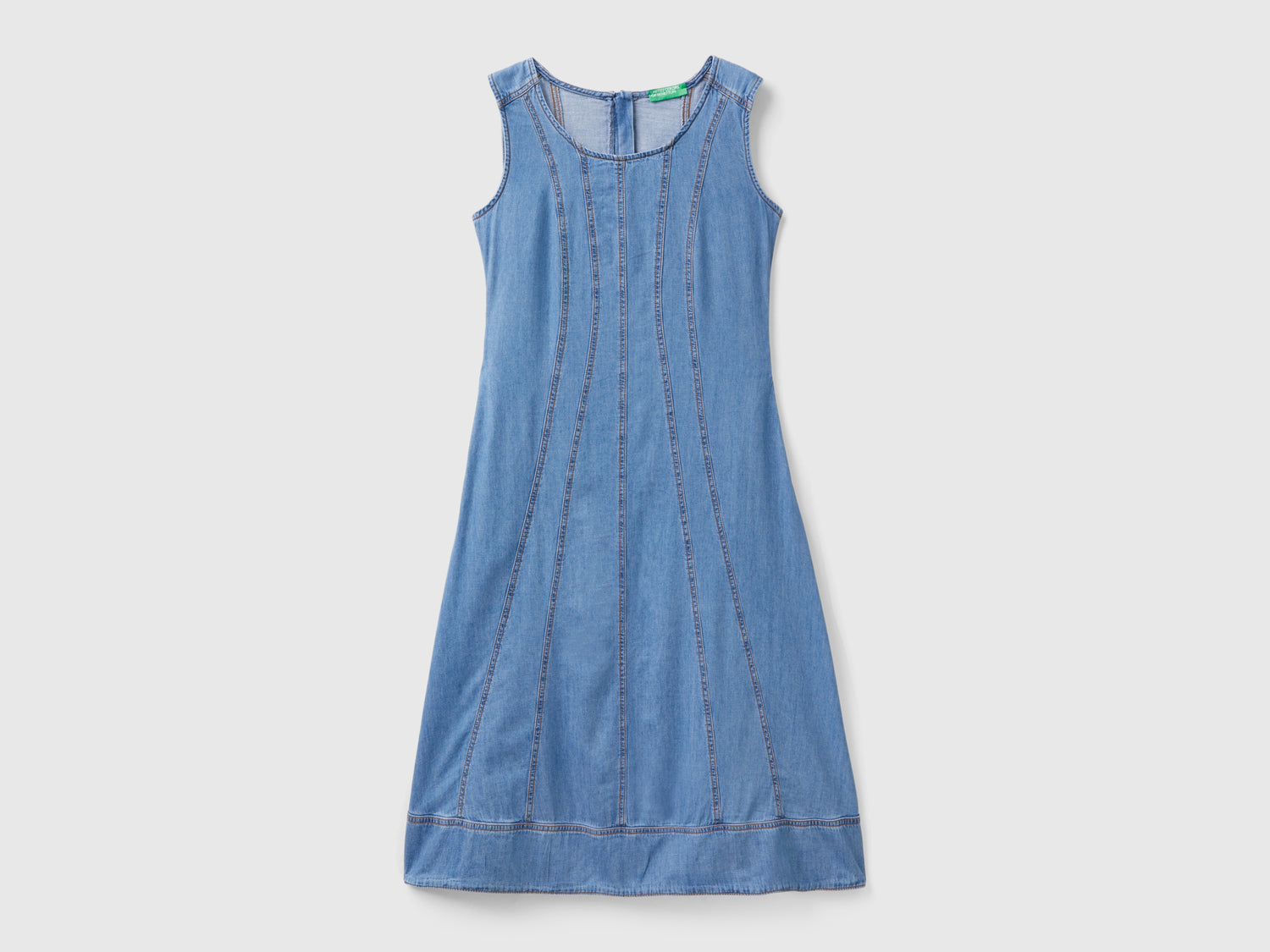 Vestito sciancrato in chambray da donna azzurro | Benetton Outlet