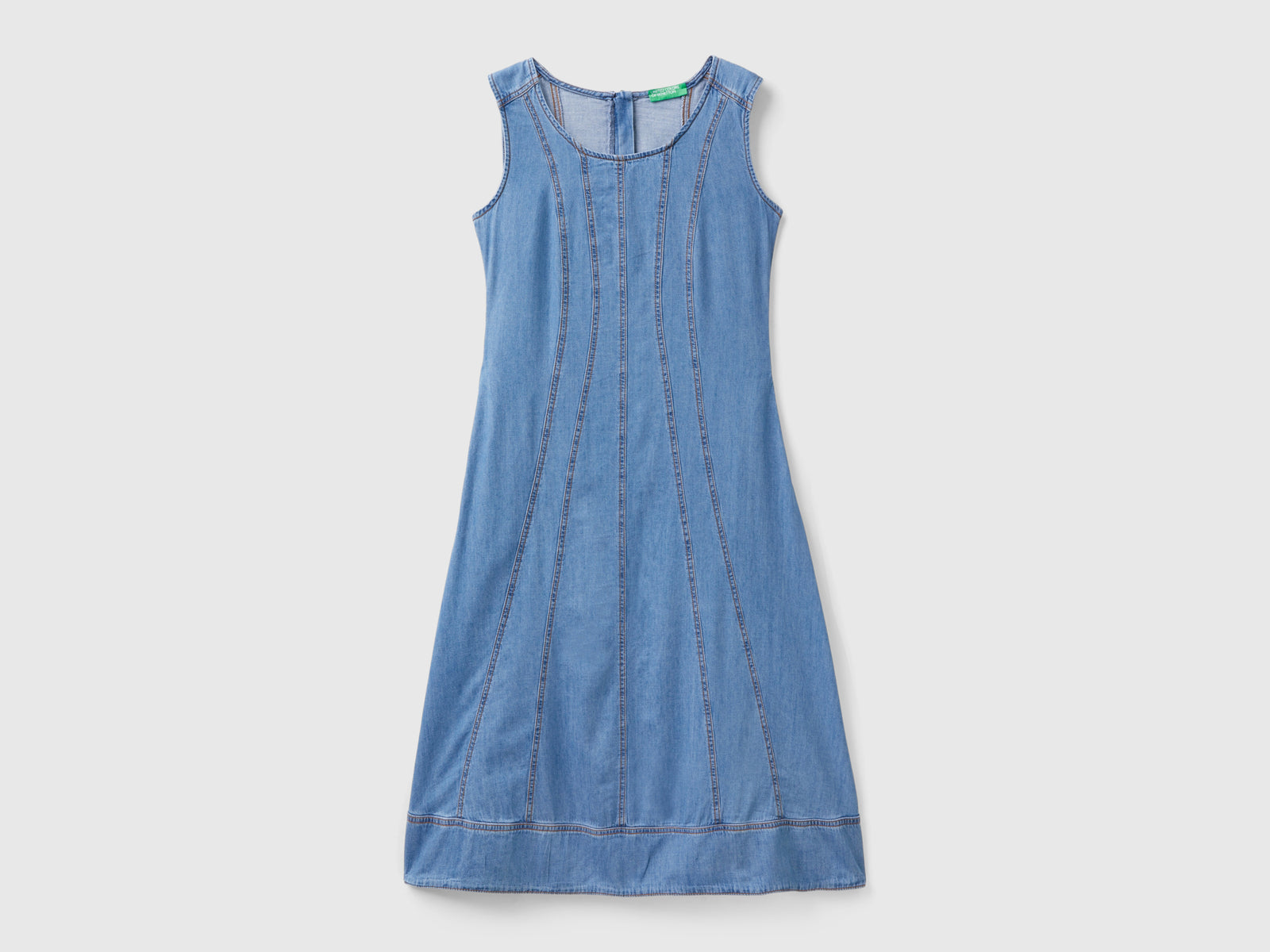 Vestito sciancrato in chambray da donna azzurro | Benetton Outlet