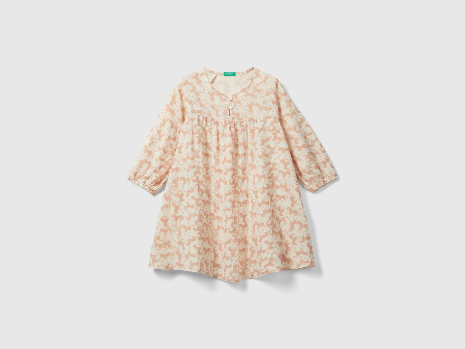 Abito con stampa cavalli da bambina rosa tenue | Benetton Outlet