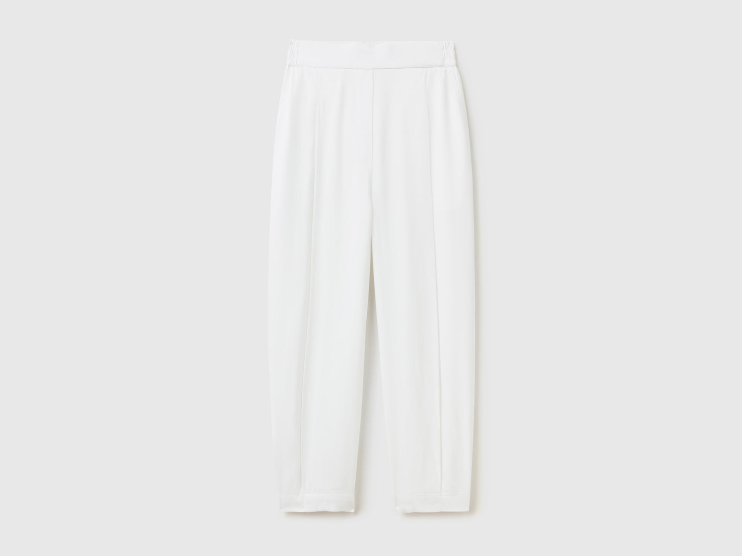 Pantaloni cropped con pieghe da donna bianco | Benetton Outlet