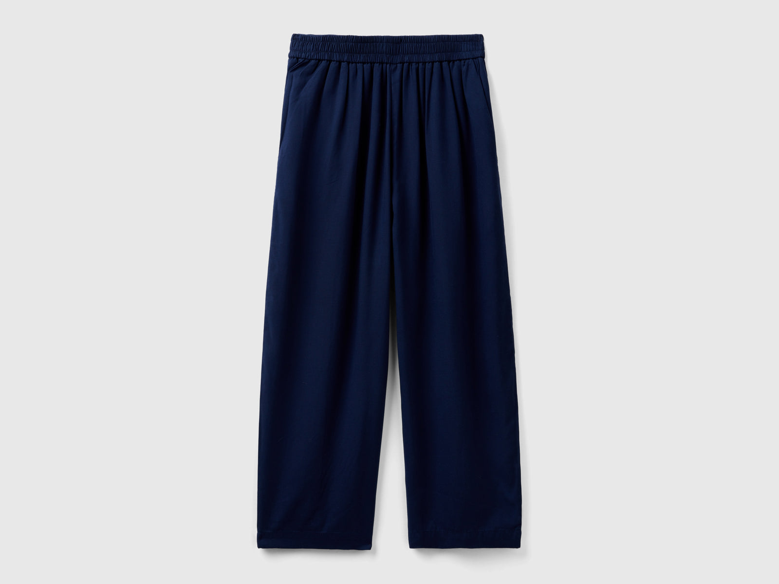 Cropped trousers with pleats da donna blu scuro 2 | Benetton Outlet